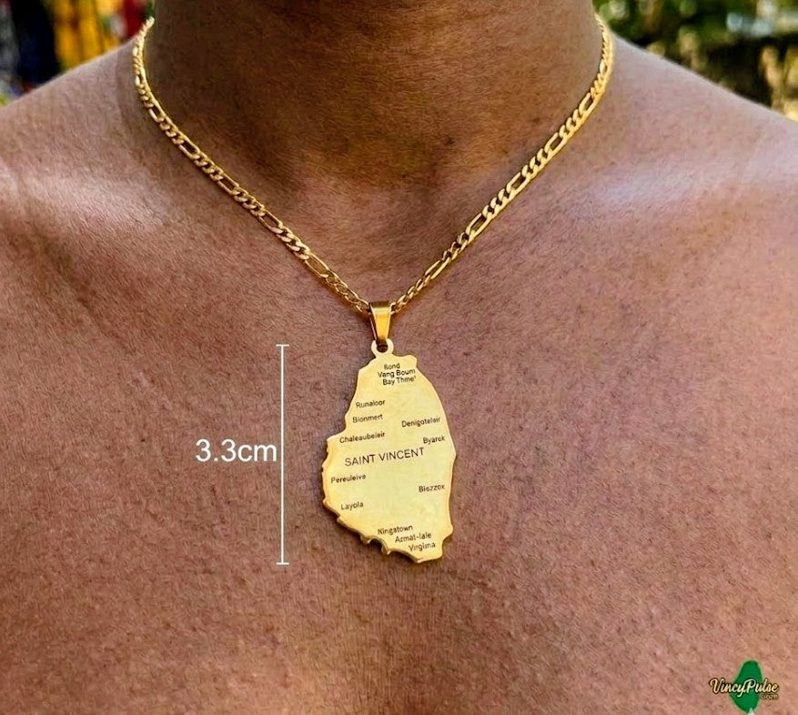 St. Vincent SVG Stainless Steel Pendant Necklace – Vincy Edition OR Bundle ( Necklace + Earrings)