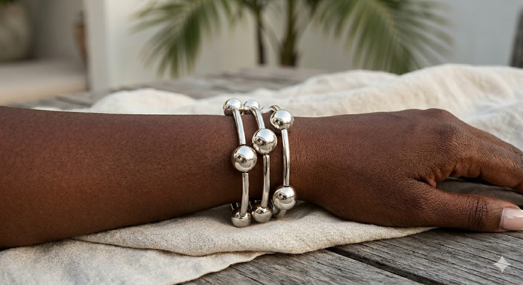 3pc Silver Bubble Ball Dream Adjustable Bracelet