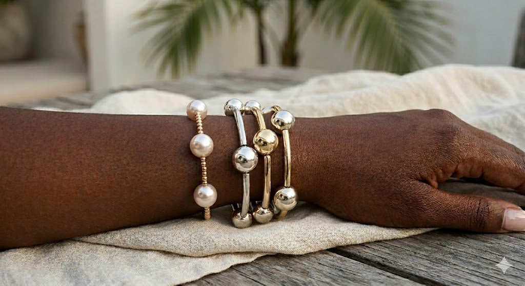 3pc Gold  Bubble Ball Adjustable Bracelet