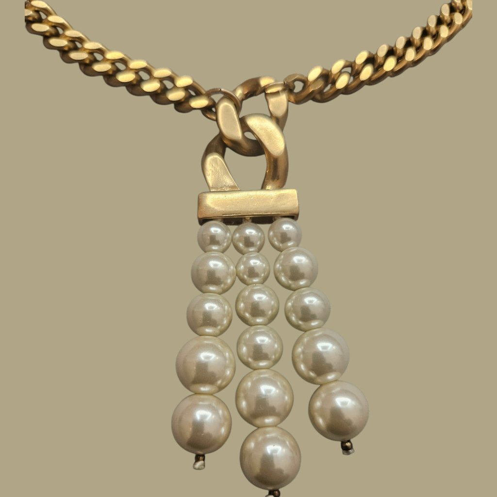 Anne Klein Gold-Tone Pearl Tassel Necklace