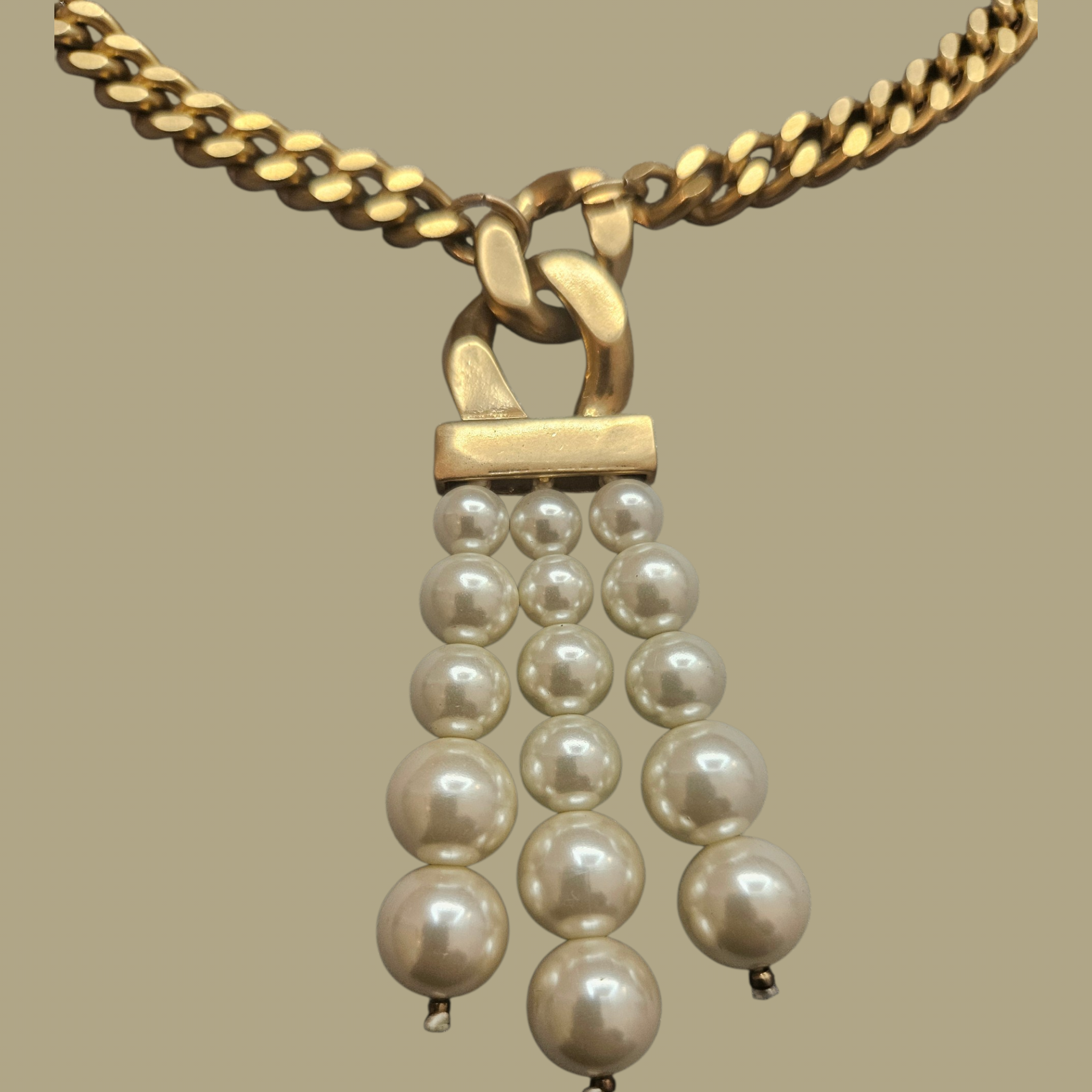 Anne Klein Gold-Tone Pearl Tassel Necklace
