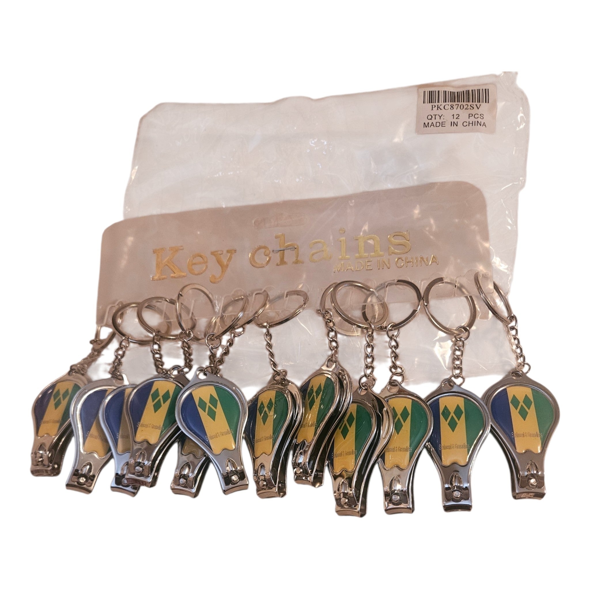 Wholesale Pack: St. Vincent & The Grenadines Flag Nail Clipper Keychains (1 Dozen / 12 Pack)