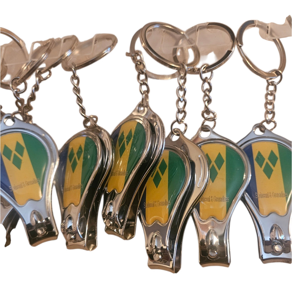 Wholesale Pack: St. Vincent & The Grenadines Flag Nail Clipper Keychains (1 Dozen / 12 Pack)