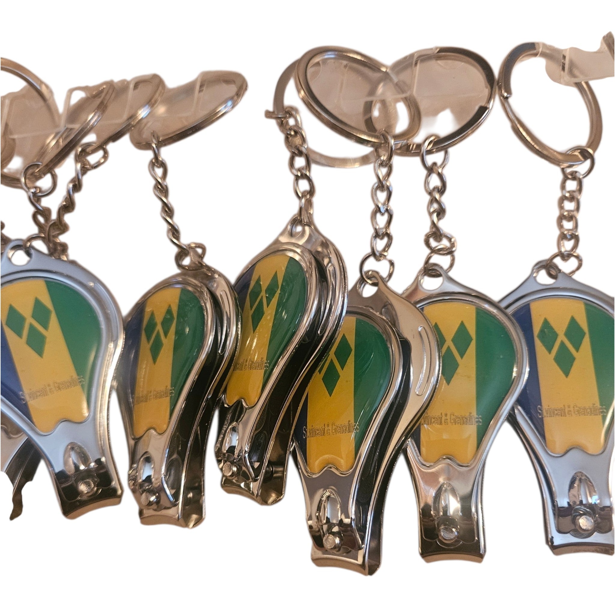 Wholesale Pack: St. Vincent & The Grenadines Flag Nail Clipper Keychains (1 Dozen / 12 Pack)