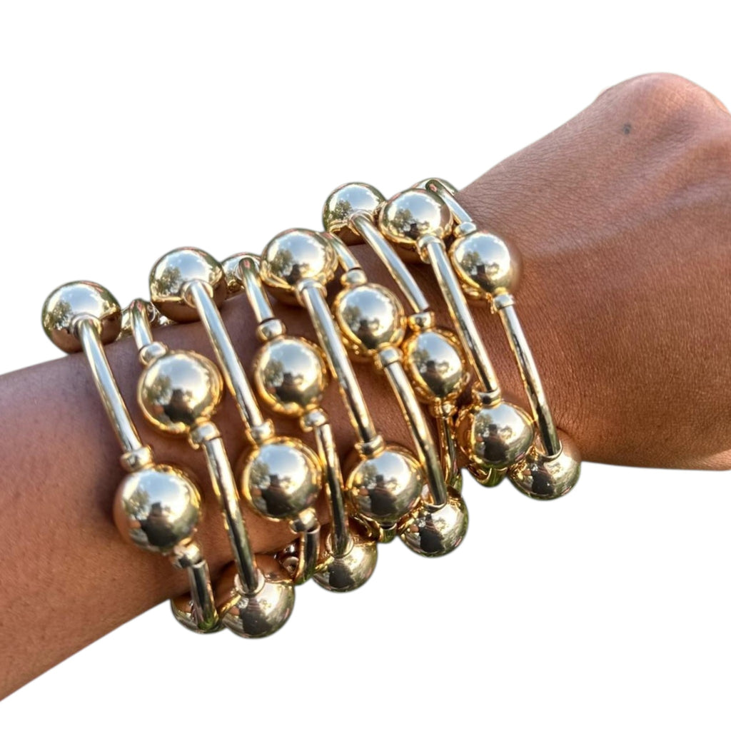 3pc Gold  Bubble Ball Adjustable Bracelet