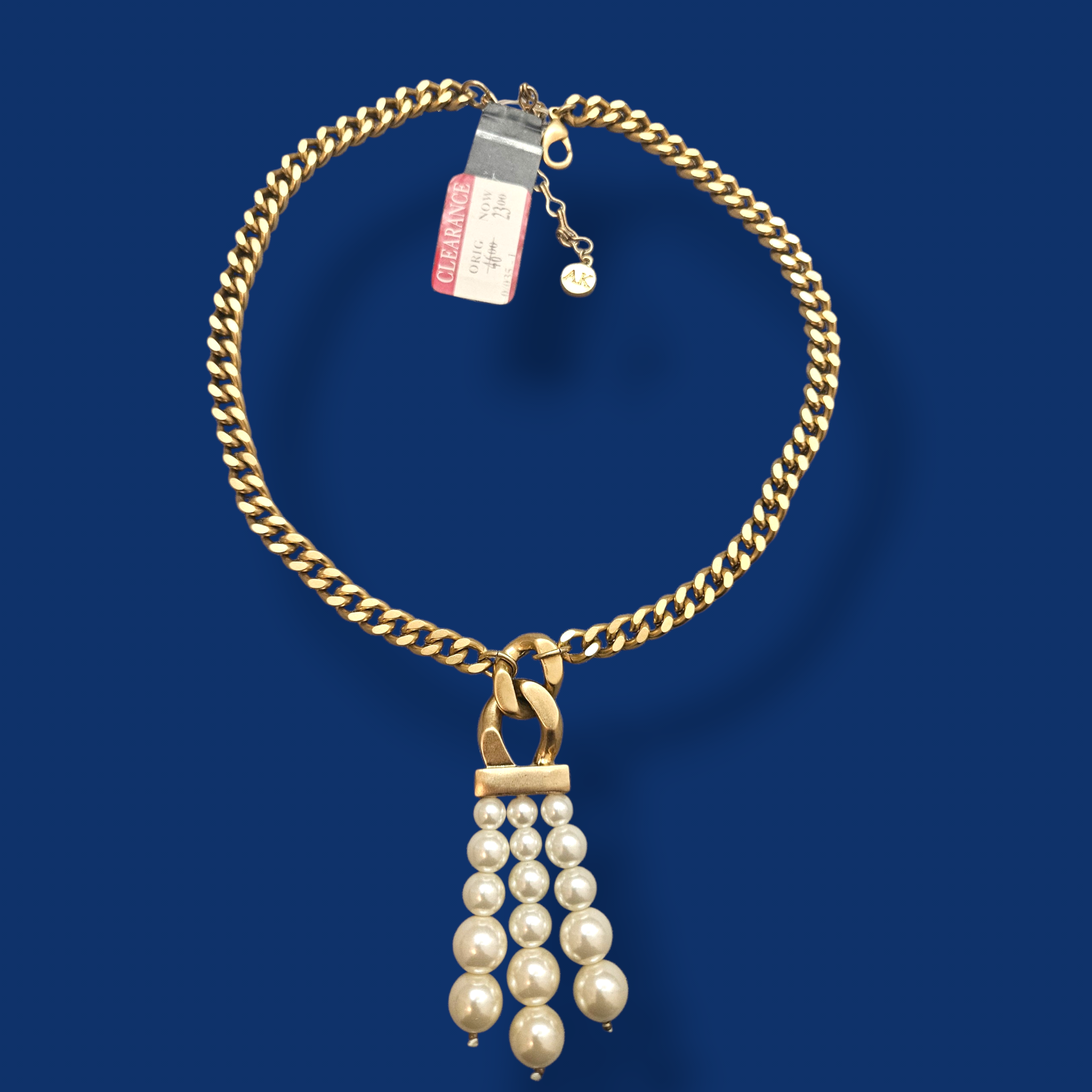 Anne Klein Gold-Tone Pearl Tassel Necklace