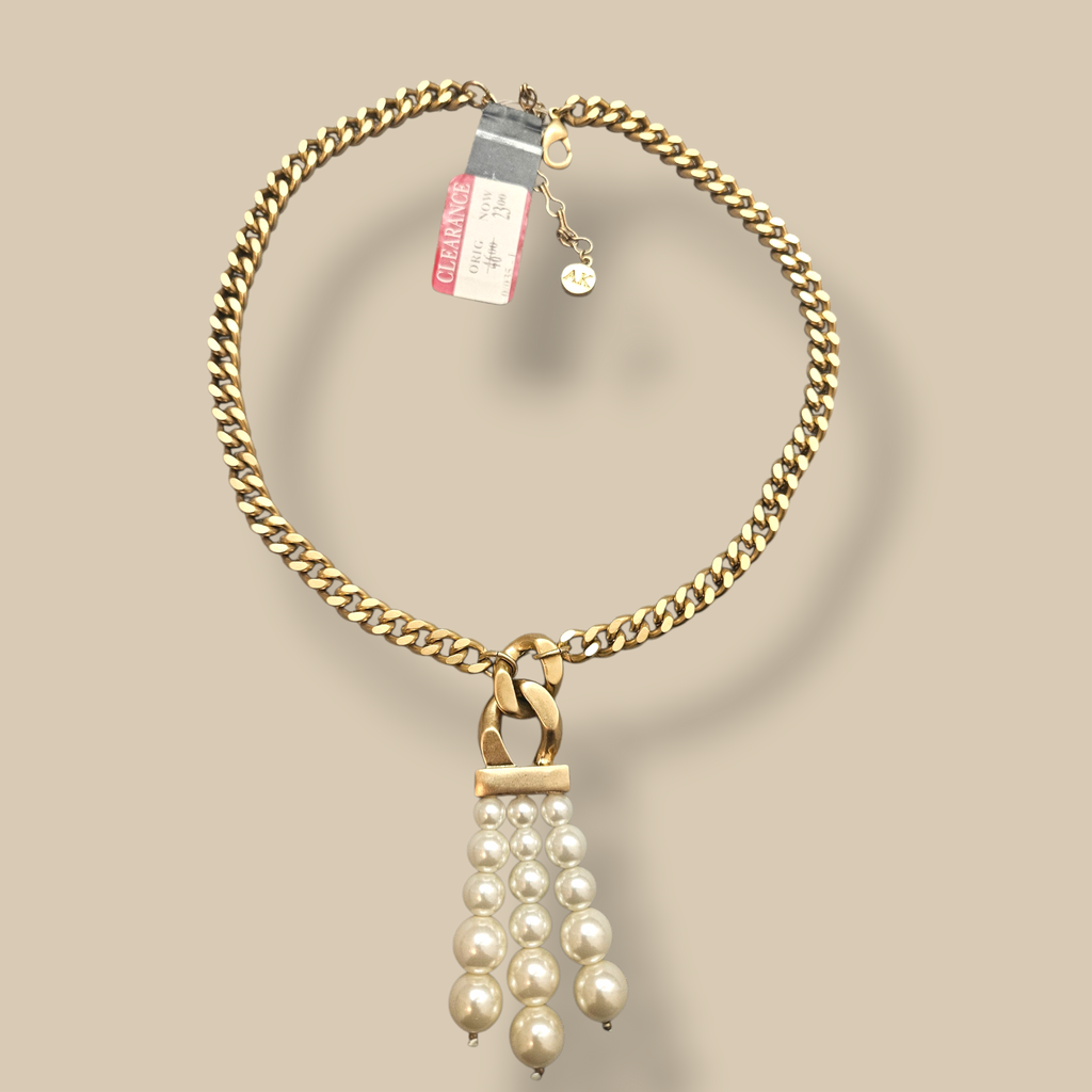 Anne Klein Gold-Tone Pearl Tassel Necklace