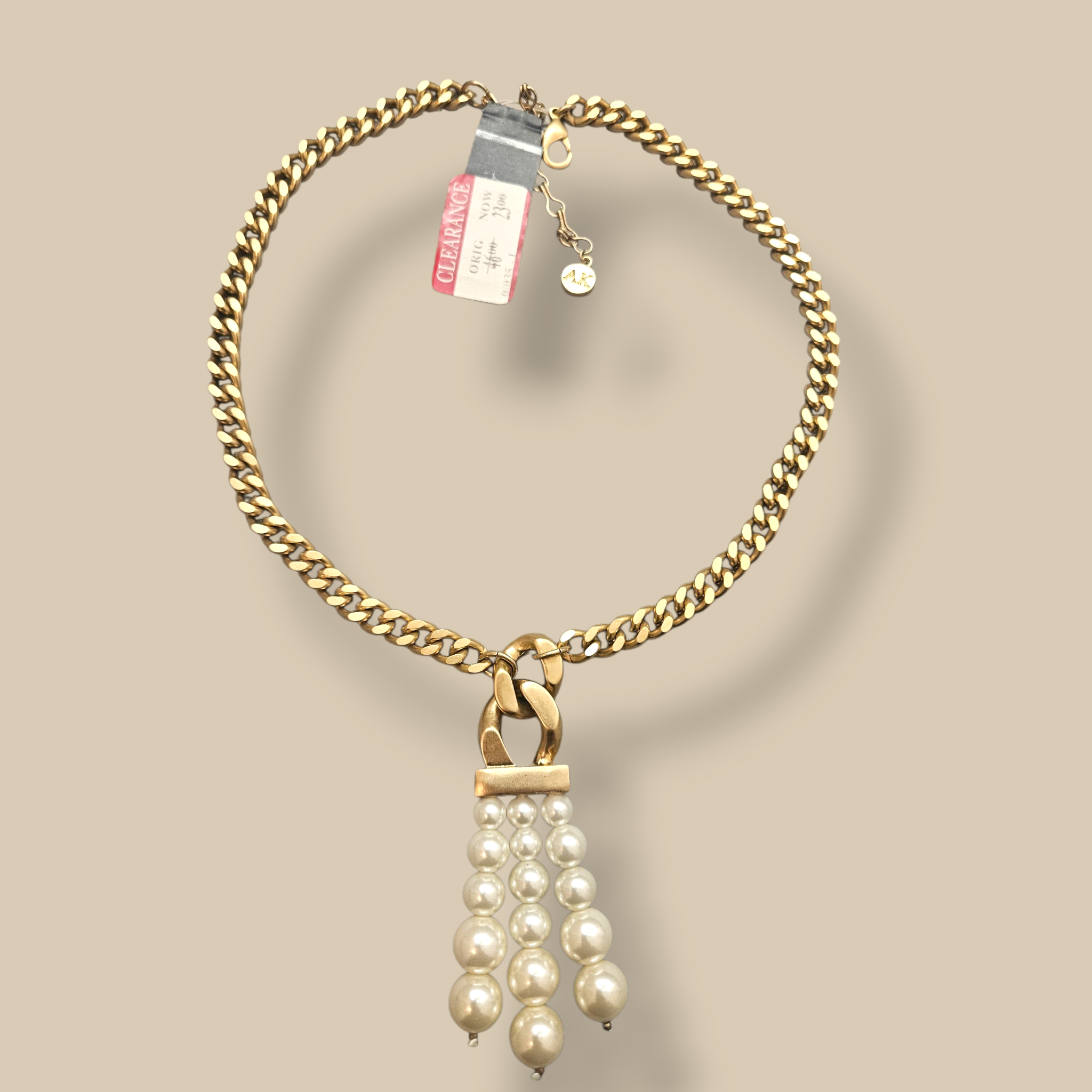 Anne Klein Gold-Tone Pearl Tassel Necklace
