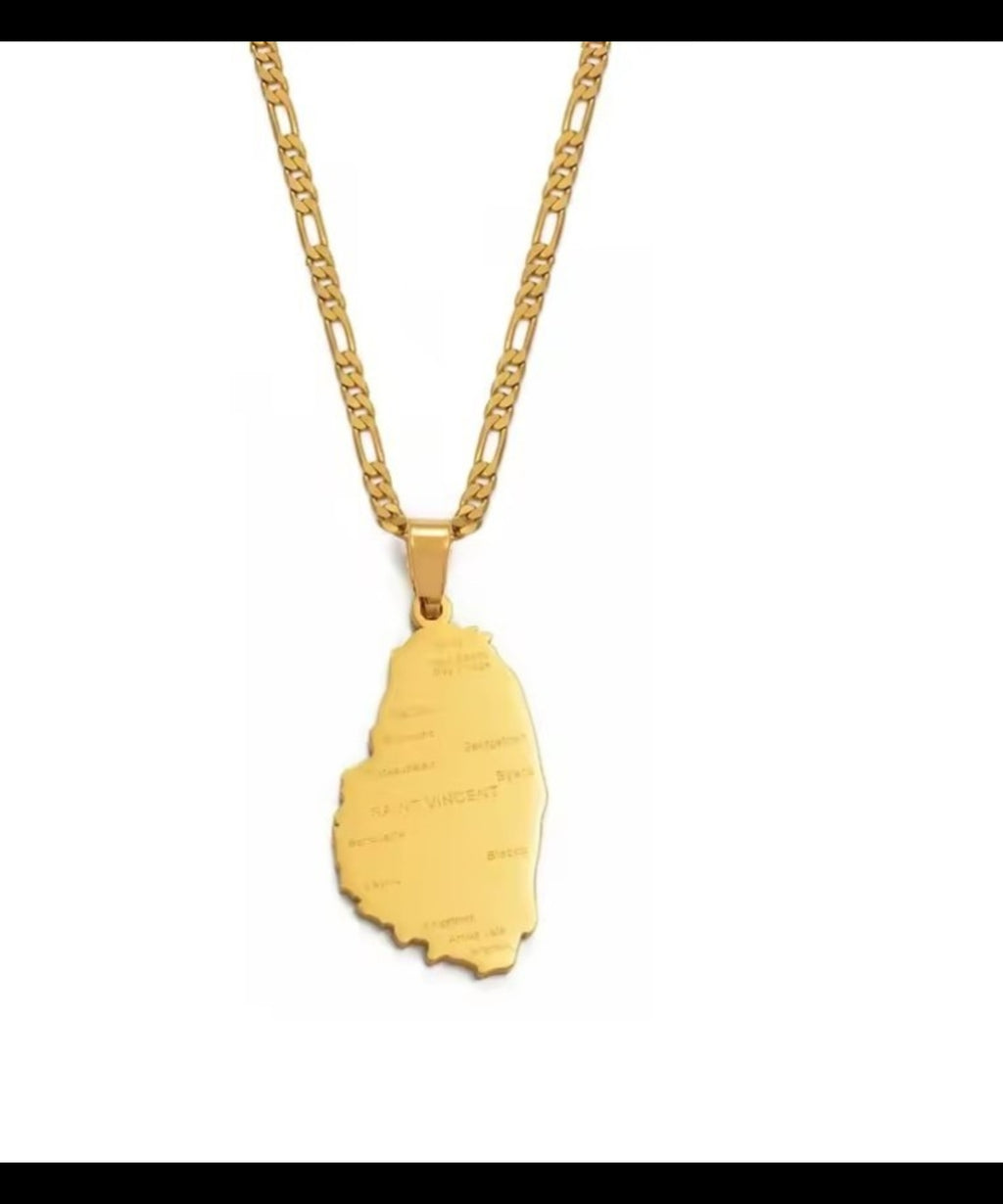 St. Vincent SVG Stainless Steel Pendant Necklace – Vincy Edition OR Bundle ( Necklace + Earrings)