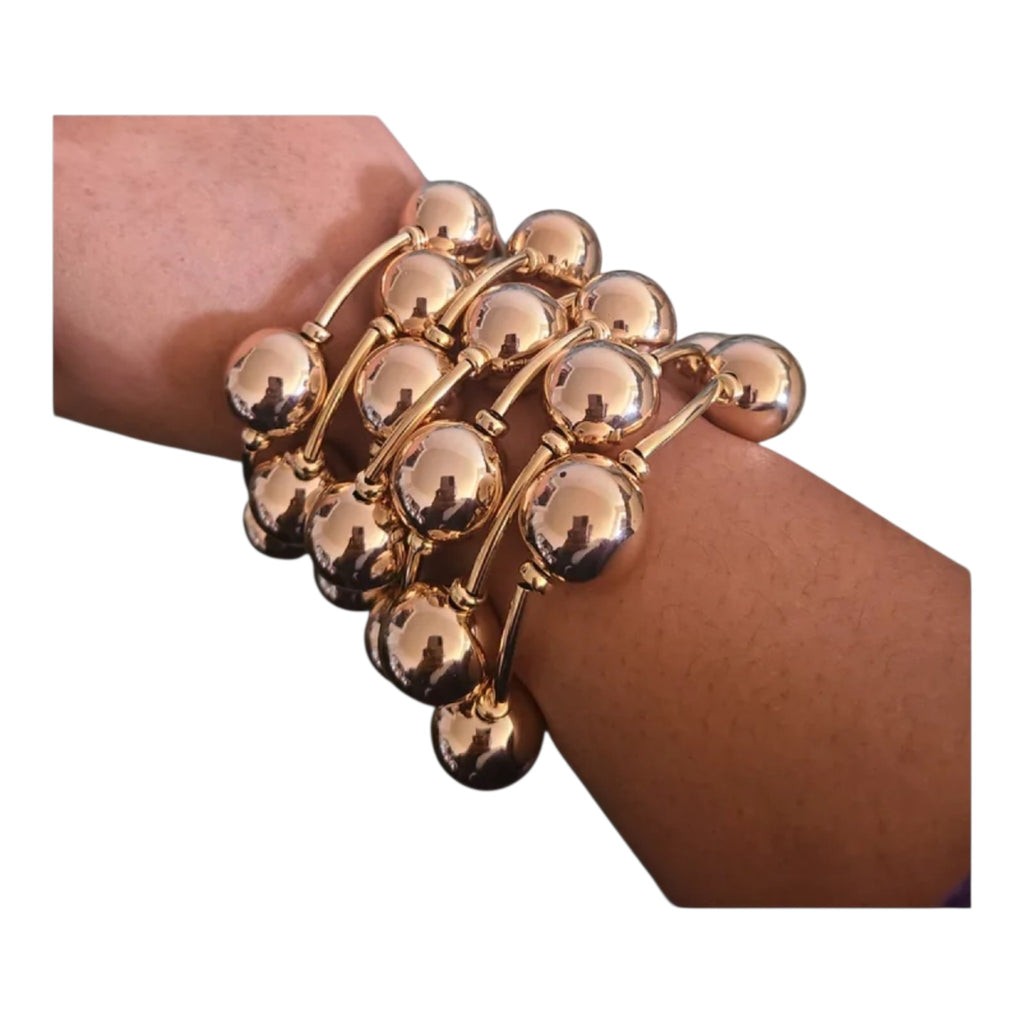 3pc Gold  Bubble Ball Adjustable Bracelet