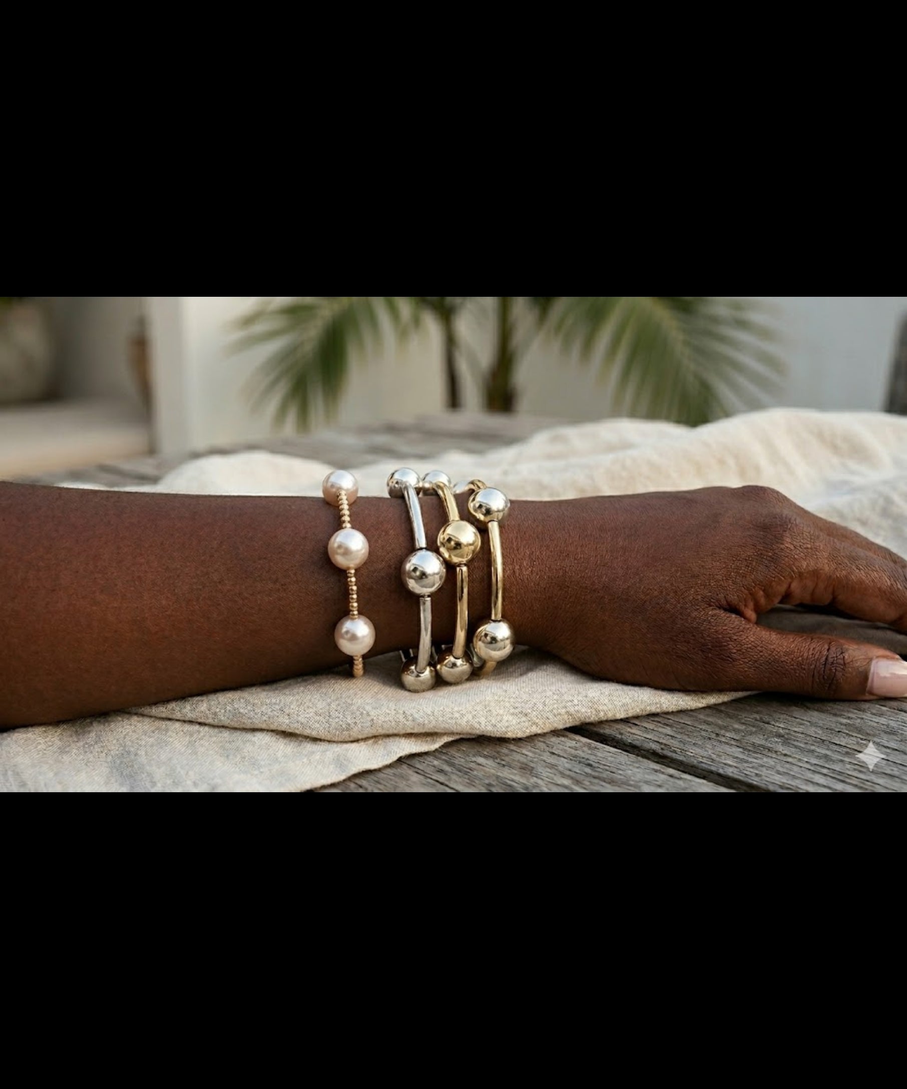 3pc Gold  Bubble Ball Adjustable Bracelet
