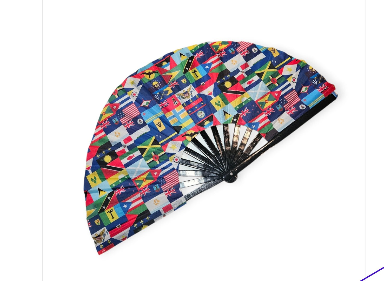 Large Caribbean Flag Hand Fan