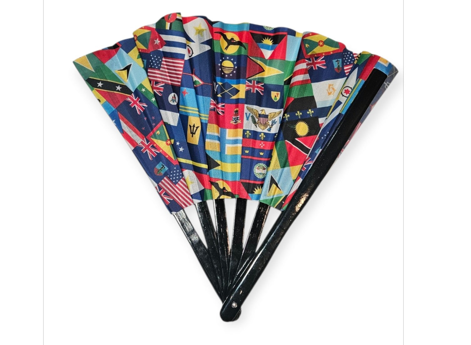 Large Caribbean Flag Hand Fan