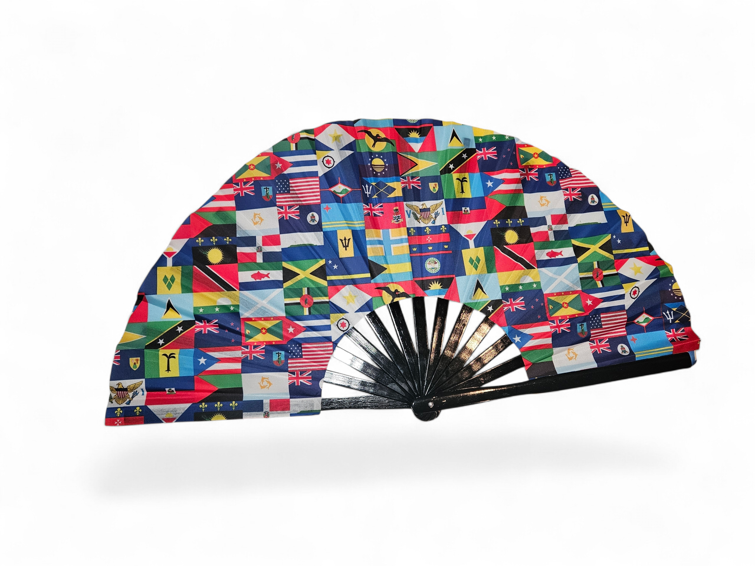 Large Caribbean Flag Hand Fan